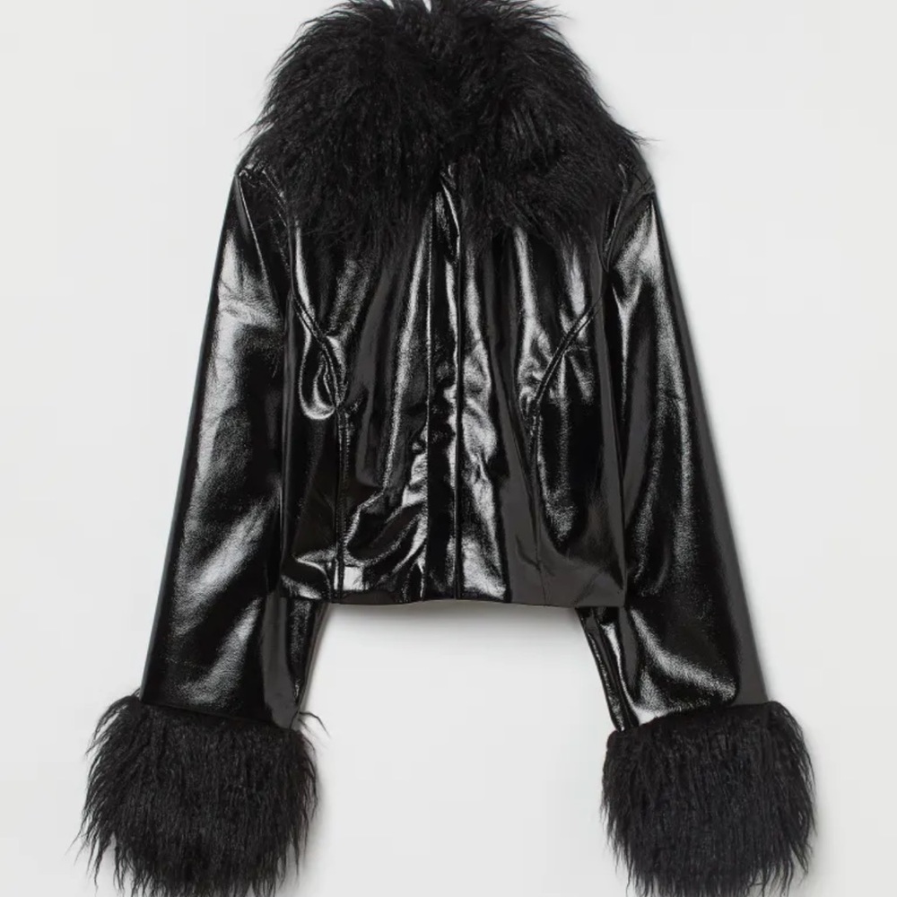 FAUX FUR-TRIMMED JACKET